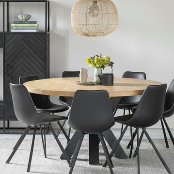 Ronde eettafel met zwarte X-poot
