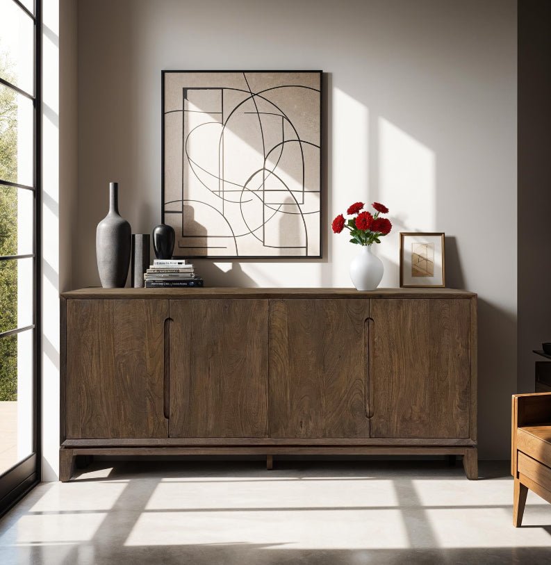 Mangohouten dressoir donkerbruin 190cm