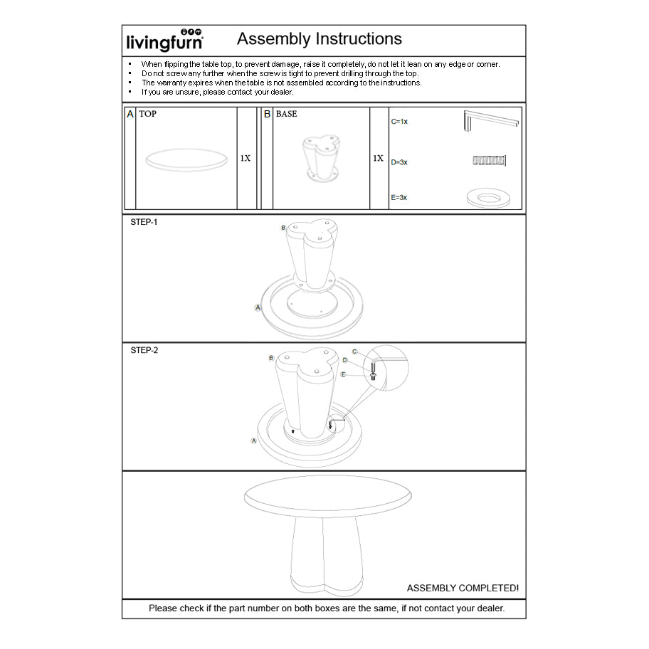 Mangohouten eettafel wit rond 130cm