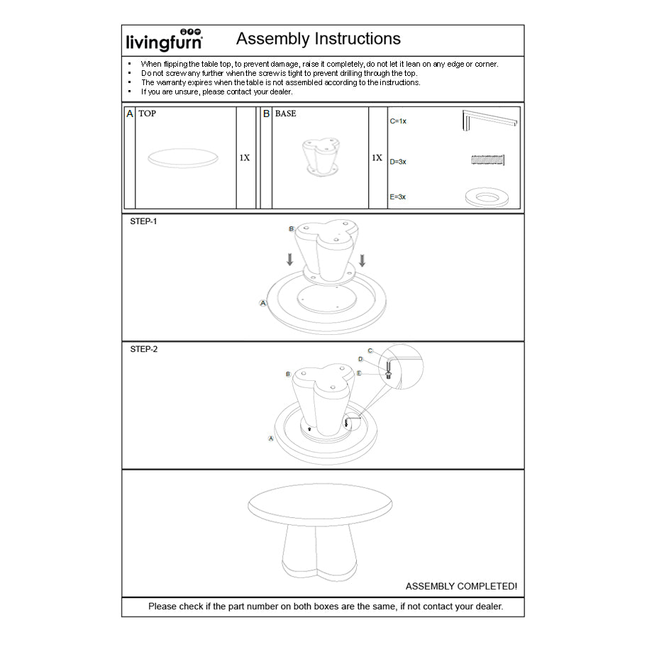 Mangohouten salontafel rond wit 80cm