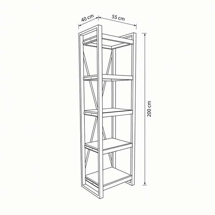 Mangohouten Boekenkast Britt 55 cm Mahom