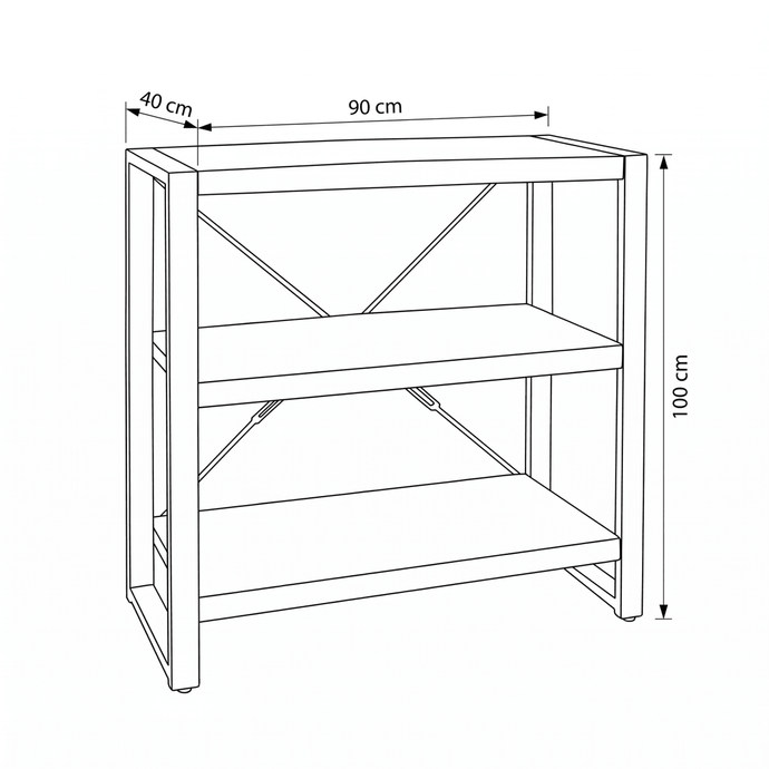 Mangohouten Boekenkast Britt 90 cm Mahom