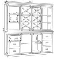 Mangohouten Buffetkast Denver 200×220 cm X Mahom