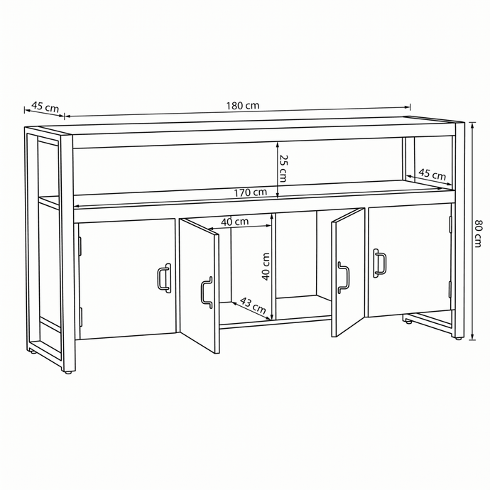 Mangohouten Dressoir Britt 180 cm Mahom