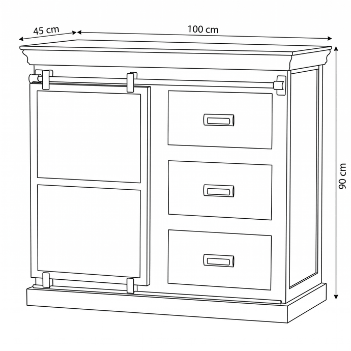Mangohouten Dressoir Newark 100 cm Mahom