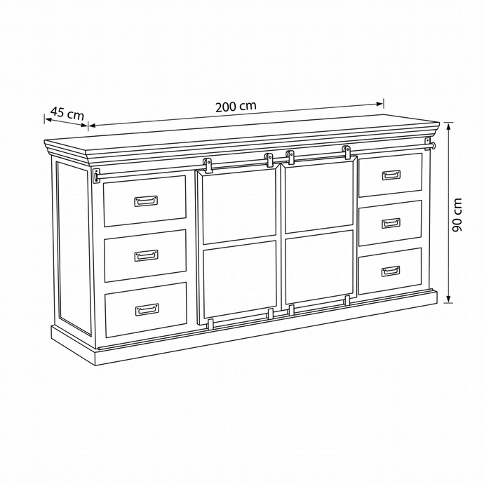 Mangohouten Dressoir Newark 200 cm Mahom