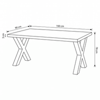 Mangohouten Eettafel Columbus Rechthoek 160x90 cm (6cm) Mahom