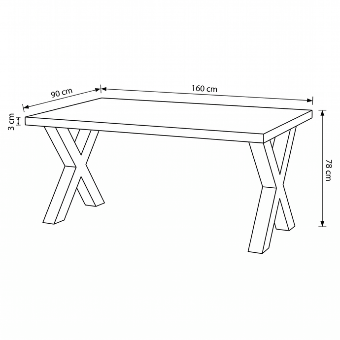 Mangohouten Eettafel Columbus Rechthoek 160x90 cm (6cm) Mahom