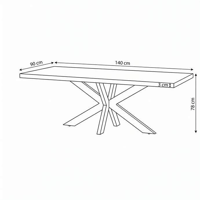 Mangohouten Eettafel Memphis Rechthoek 140x90 cm Mahom