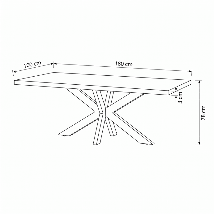 Mangohouten Eettafel Memphis Rechthoek 180x100 cm Mahom