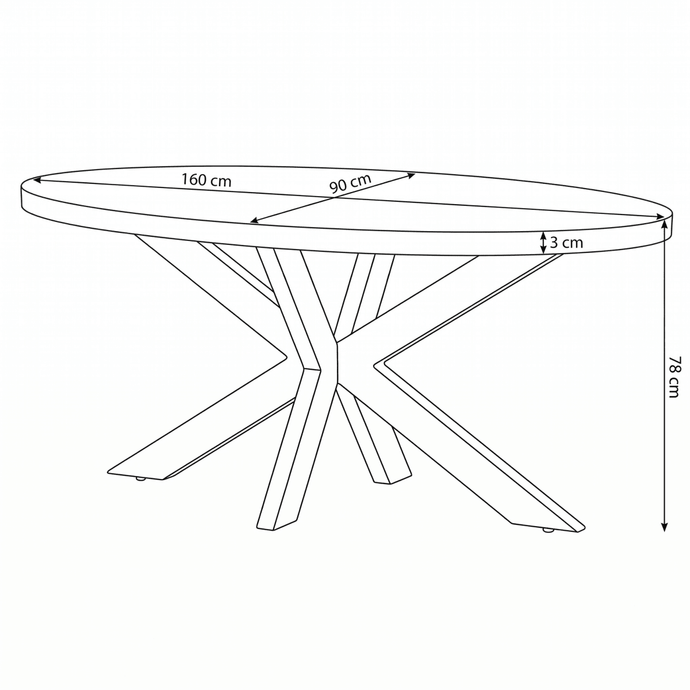 Mangohouten Eettafel Tulsa Ovaal 160x90 cm Mahom