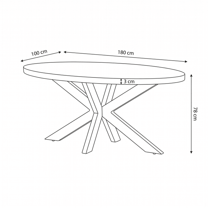 Mangohouten Eettafel Tulsa Ovaal 180×100 cm Mahom
