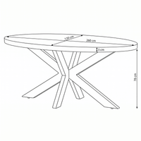 Mangohouten Eettafel Tulsa Ovaal 260×120 cm Mahom