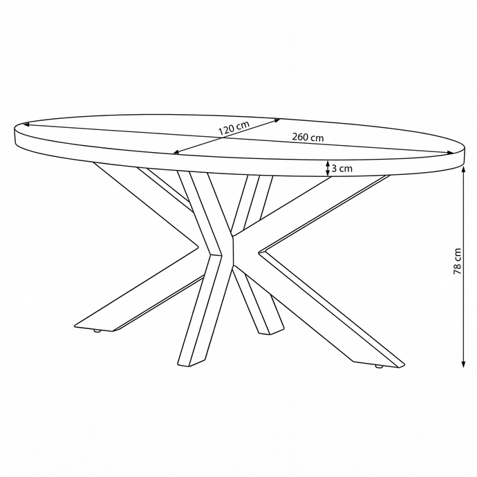 Mangohouten Eettafel Tulsa Ovaal 260×120 cm Mahom