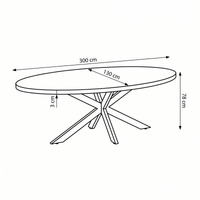 Mangohouten Eettafel Tulsa Ovaal 300x130 cm Mahom