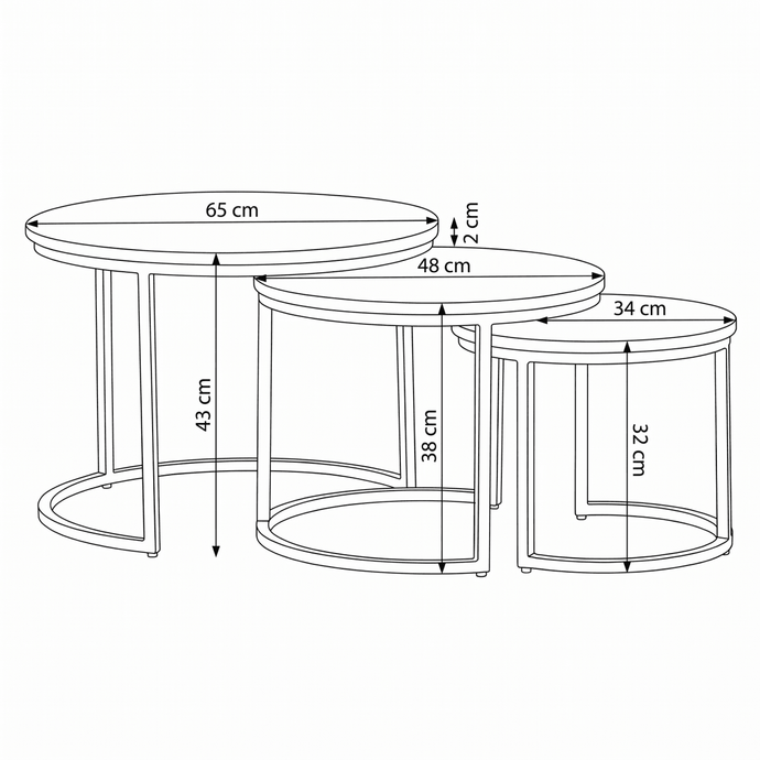 Mangohouten Salontafels Charlotte Mahom - Set van 3