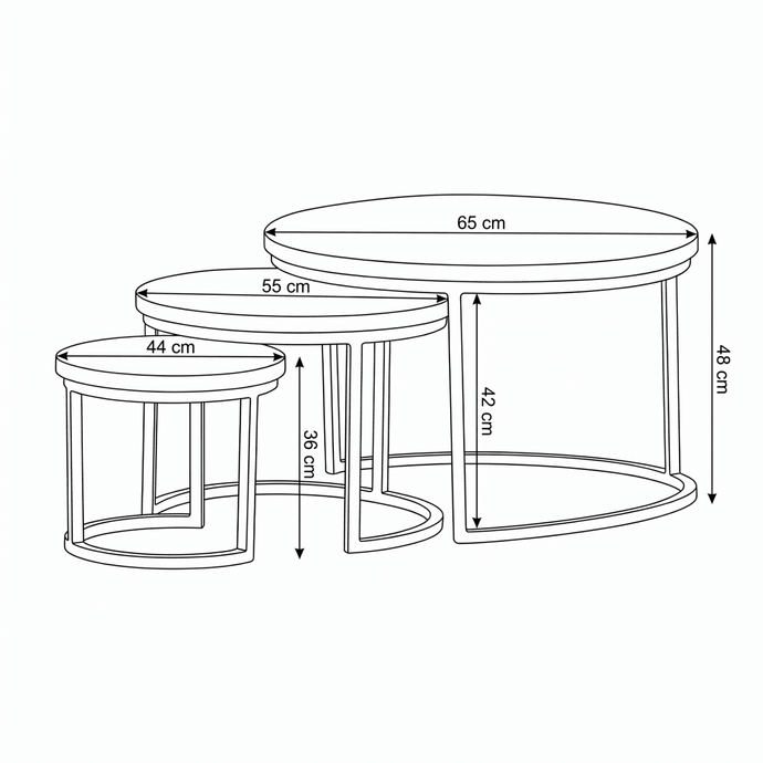 Mangohouten Salontafels Charlotte XL Mahom - Set van 3