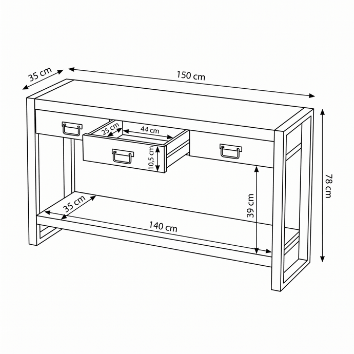 Mangohouten Sidetable Britt 3 lades Mahom
