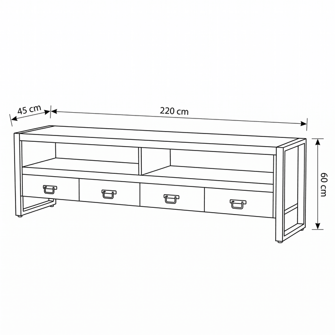 Mangohouten TV Meubel Britt 220 cm Mahom