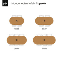 Mangohouten Eettafel Nova Capsule Donkerbruin 160×90 cm Mahom