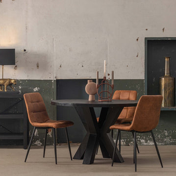Zwarte ronde eettafel