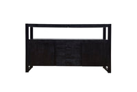 Mangohouten Dressoir Britt Black 140 cm met 3 lades en 2 deuren Mahom