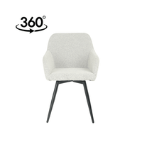 Eetkamerstoel Amiens Beige Bouclé stof met zwart onderstel Mahom