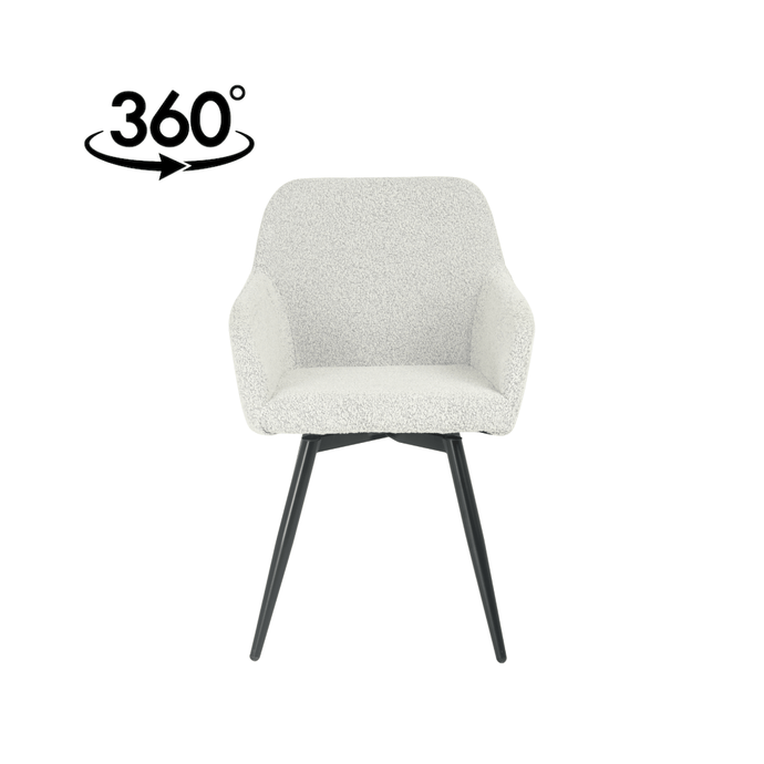 Eetkamerstoel Amiens Beige Bouclé stof met zwart onderstel Mahom