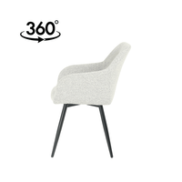 Eetkamerstoel Amiens Beige Bouclé stof met zwart onderstel Mahom