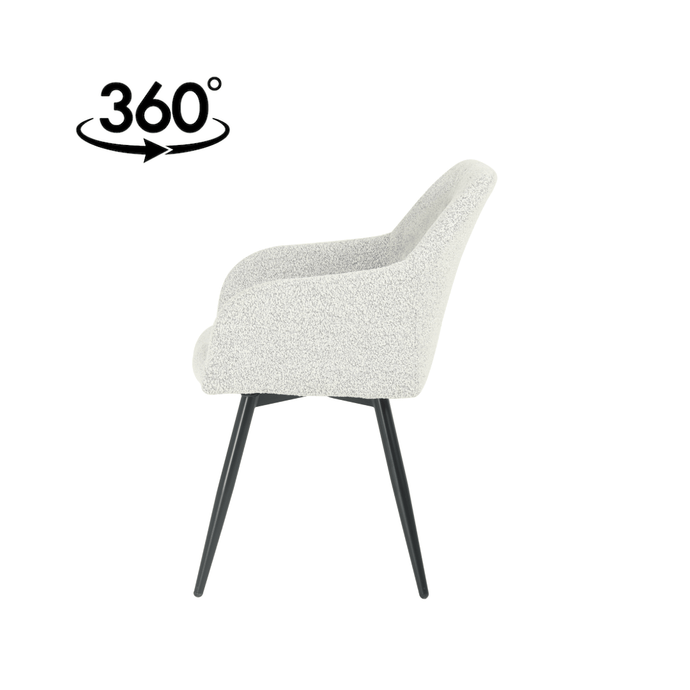 Eetkamerstoel Amiens Beige Bouclé stof met zwart onderstel Mahom