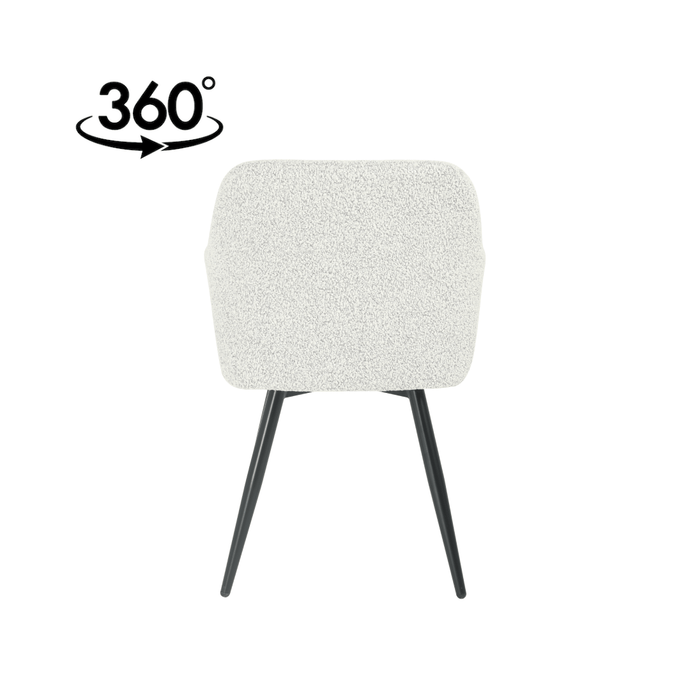 Eetkamerstoel Amiens Beige Bouclé stof met zwart onderstel Mahom