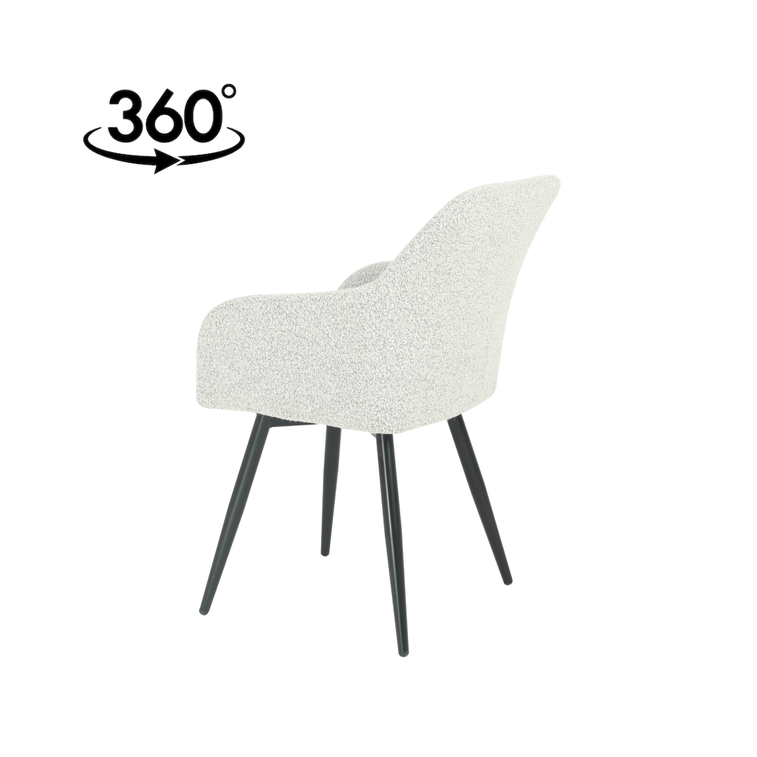 Eetkamerstoel Amiens Beige Bouclé stof
