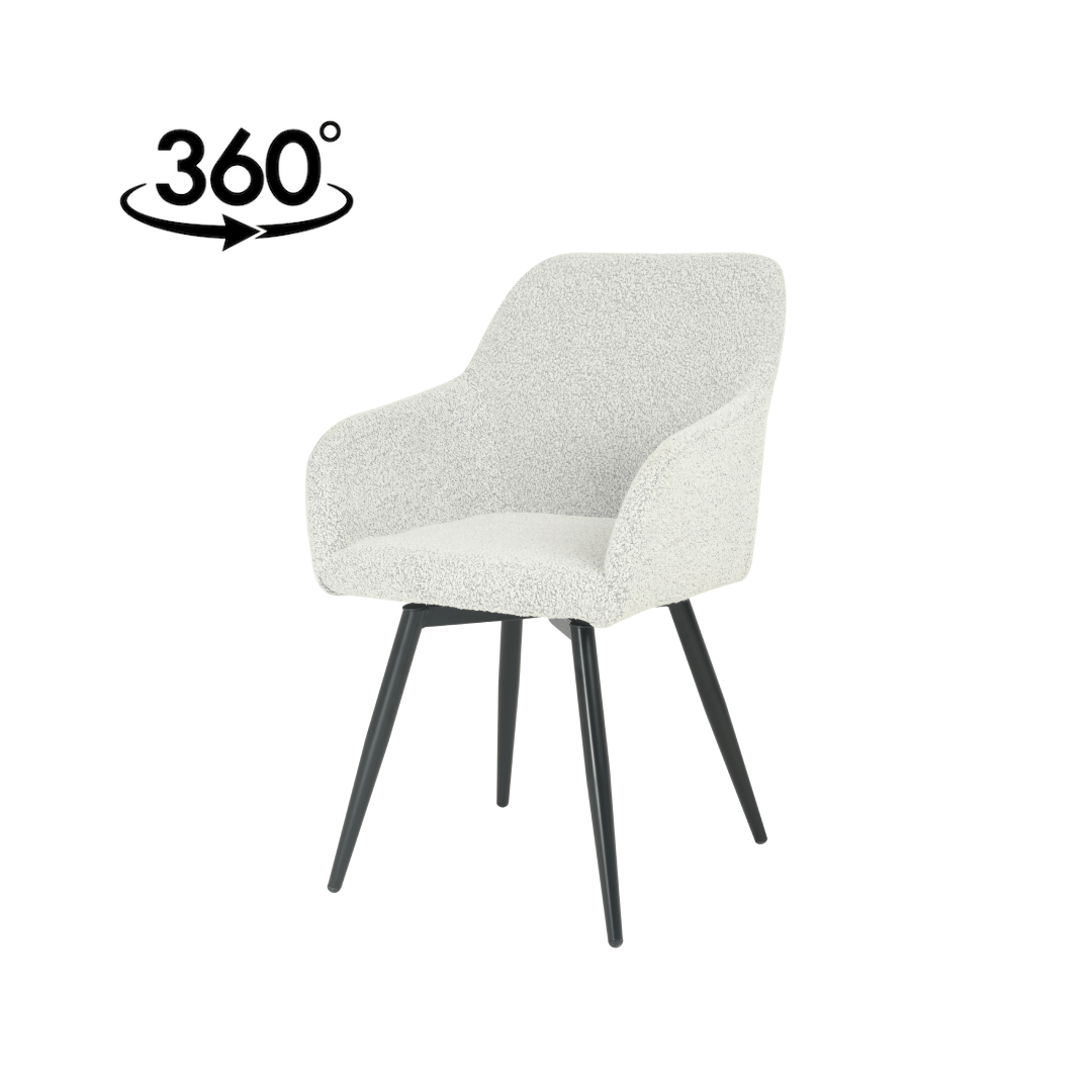 Eetkamerstoel Amiens Beige Bouclé stof