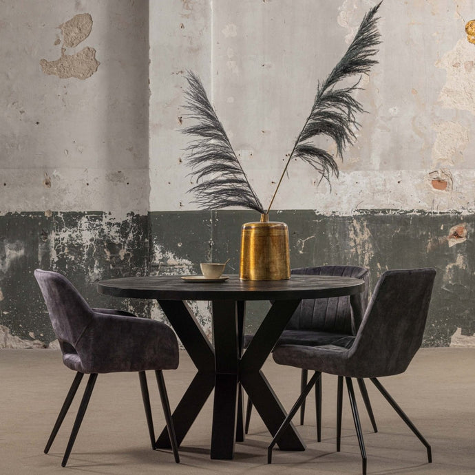 Mangohouten Eettafel Madison Black Rond Ø 150 Mahom