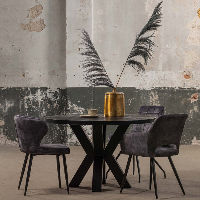 Mangohouten Eettafel Madison Black Rond Ø 140 Mahom