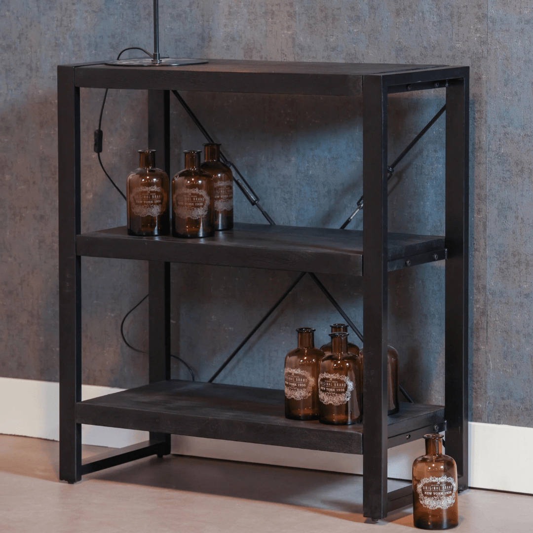 Mangohouten Boekenkast 90 cm Black