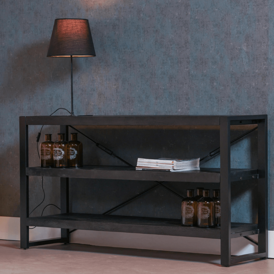 Mangohouten Boekenkast 120 cm Black
