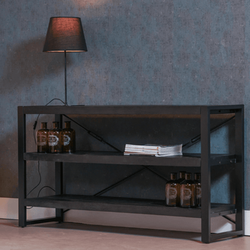 Mangohouten Boekenkast 120 cm Black