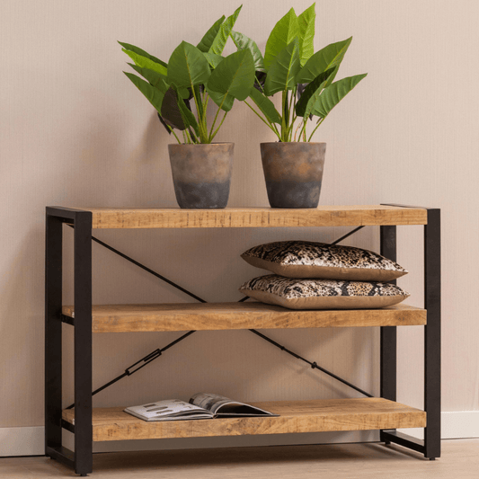 Mangohouten Boekenkast Britt 150 cm Laag Mahom