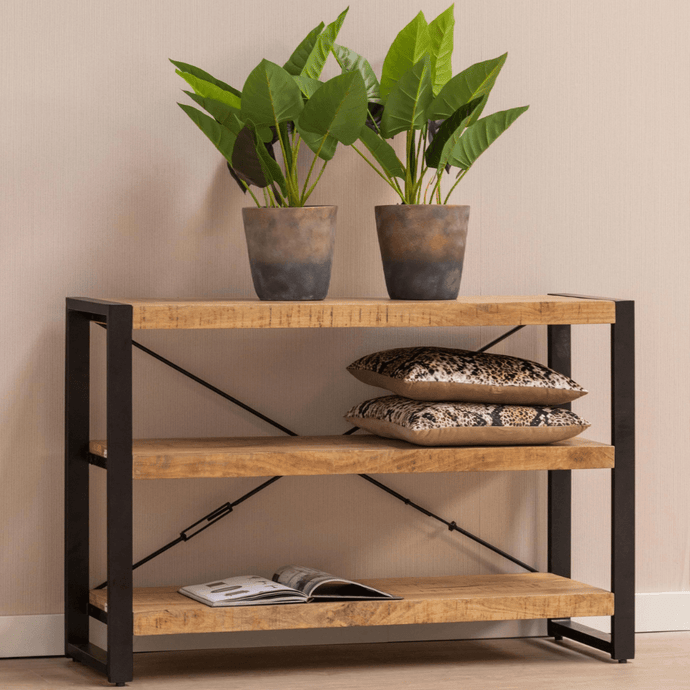 Mangohouten Boekenkast Britt 150 cm Laag Mahom