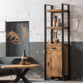 Mangohouten Boekenkast 1 deur en 1 lade