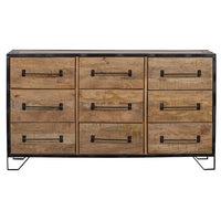 Mangohouten Dressoir Baltimore 160 cm 9 laden Mahom