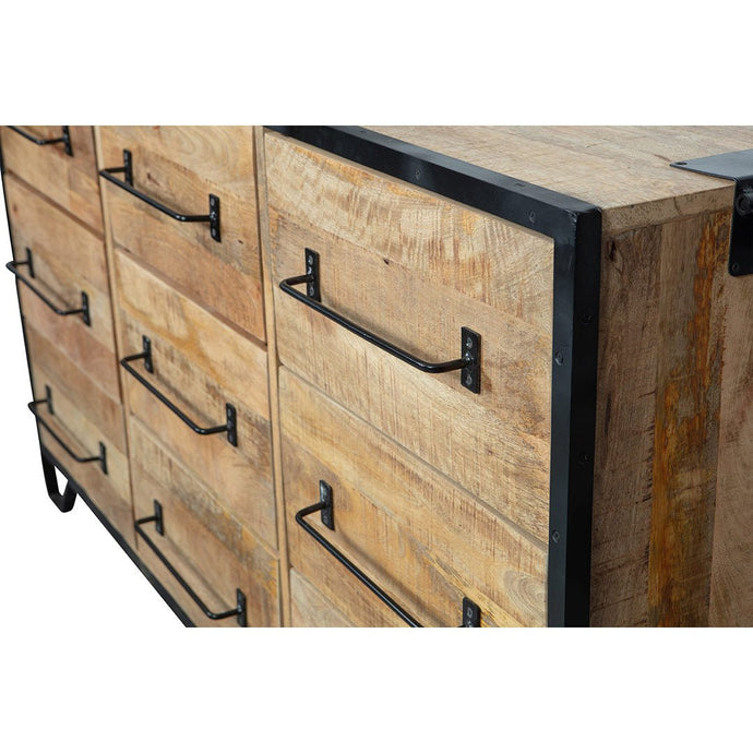 Mangohouten Dressoir Baltimore 160 cm 9 laden Mahom