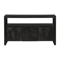 Mangohouten Dressoir Britt Black 140 cm met 3 lades en 2 deuren Mahom