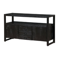 Mangohouten Dressoir Britt Black 140 cm met 3 lades en 2 deuren Mahom