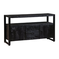 Mangohouten Dressoir Britt Black 140 cm met 3 lades en 2 deuren Mahom