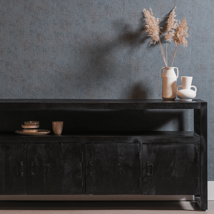 Mangohouten Dressoir Britt Black 180 cm Mahom