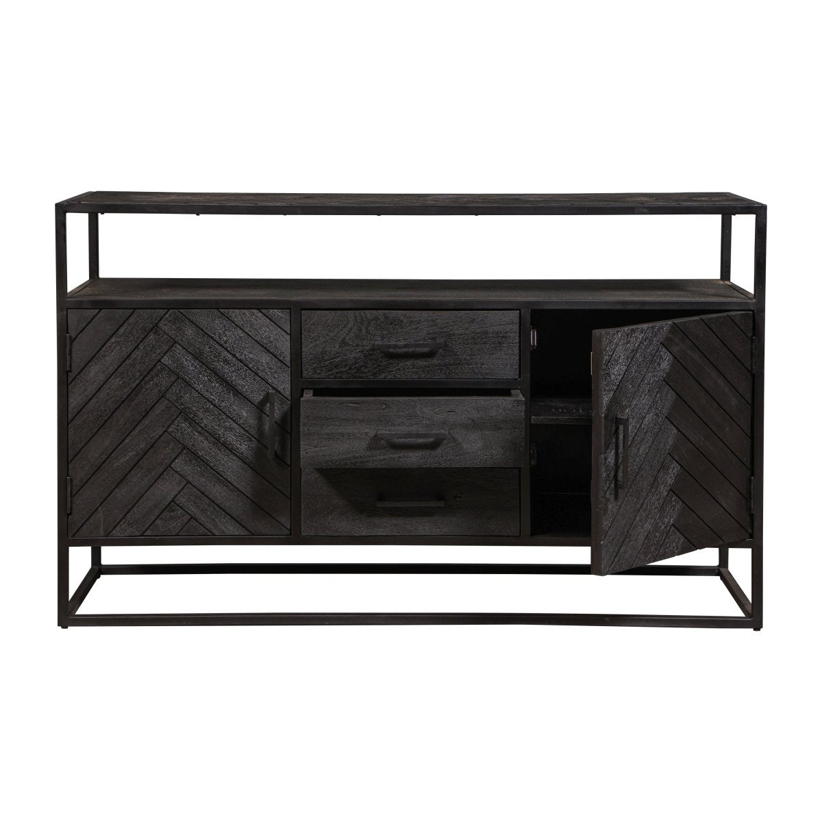 Mangohouten Dressoir Toronto Black 145x90 cm Mahom