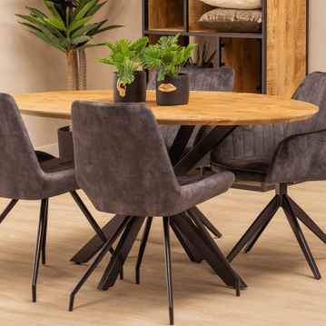 Mangohouten Eettafel Ovaal