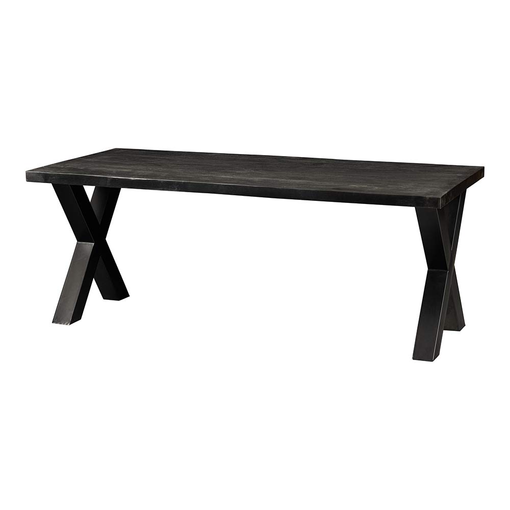 Rechthoekige zwarte eettafel van mangohout